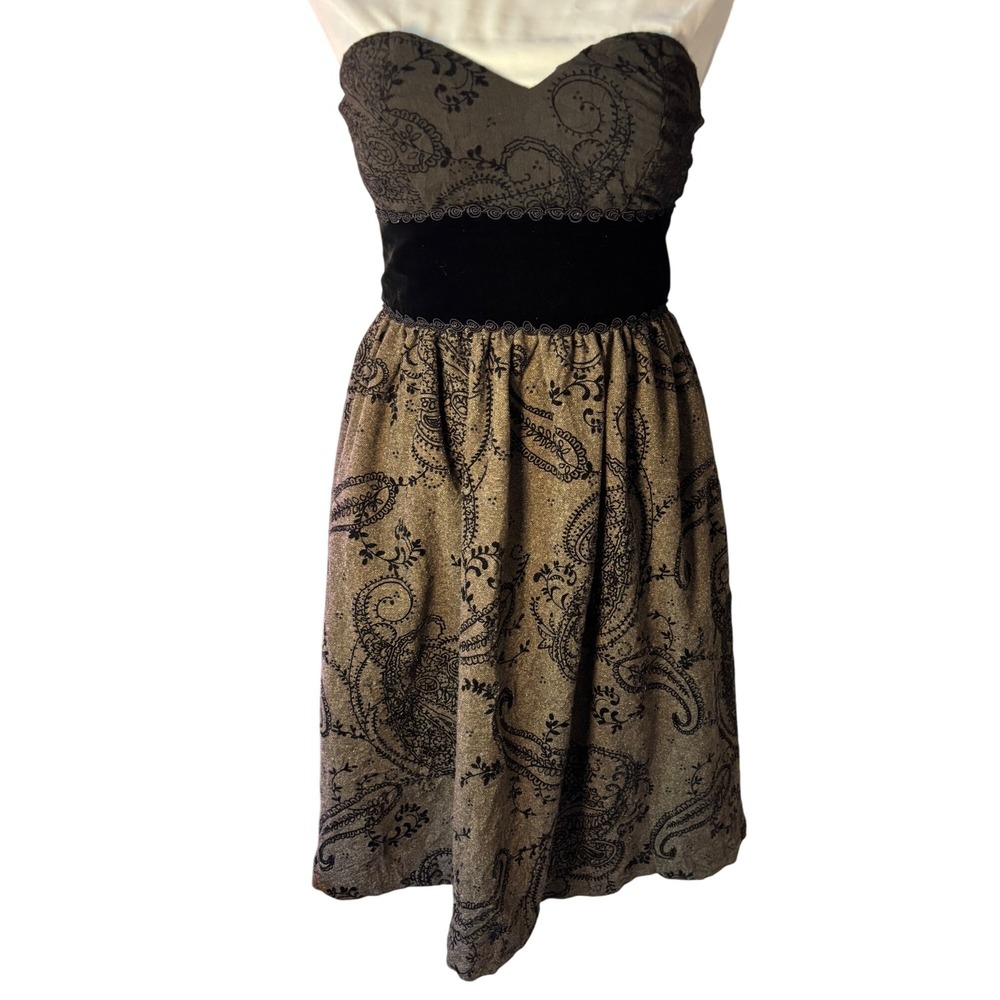 Boho chic dress Tibi New York Paisley Strapless Dress Black Velvet Size 4